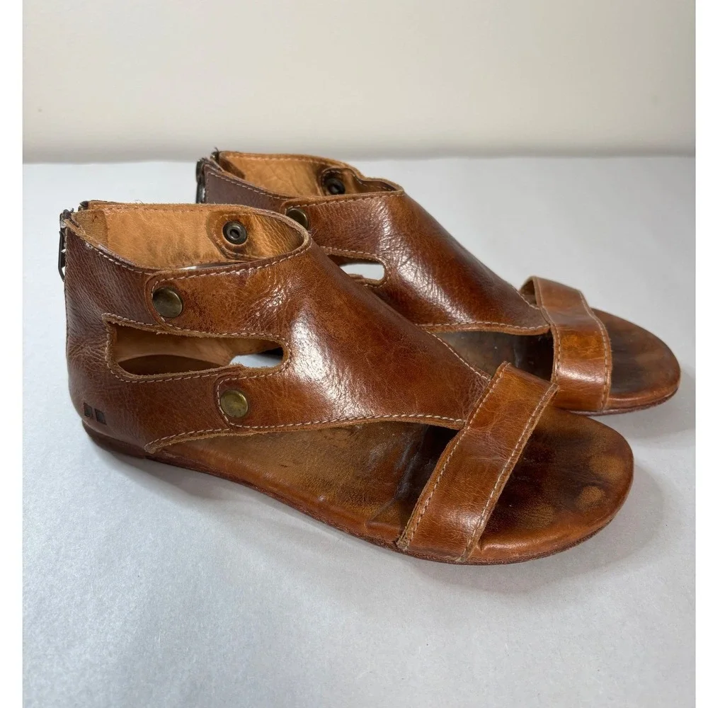 Bed Stu Womens Brown Soto Leather Sandals Size 6 Boho Gladiator Rustic Flats - Picture 2 of 12